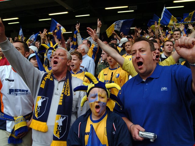 Stags fans in full cry at the play-off final.