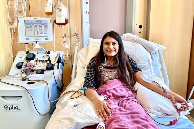 Poonam Shah in hospital during the stem cell donation process