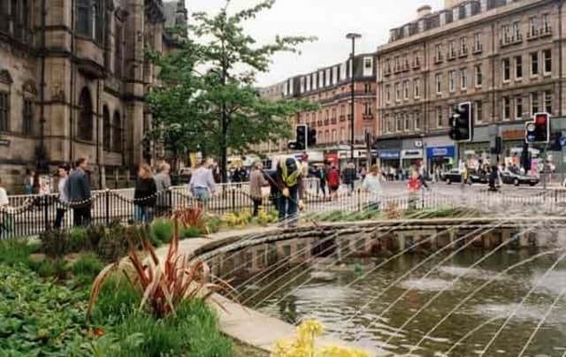 The Goodwin Fountain in the 1980s. Image: Picture Sheffield.