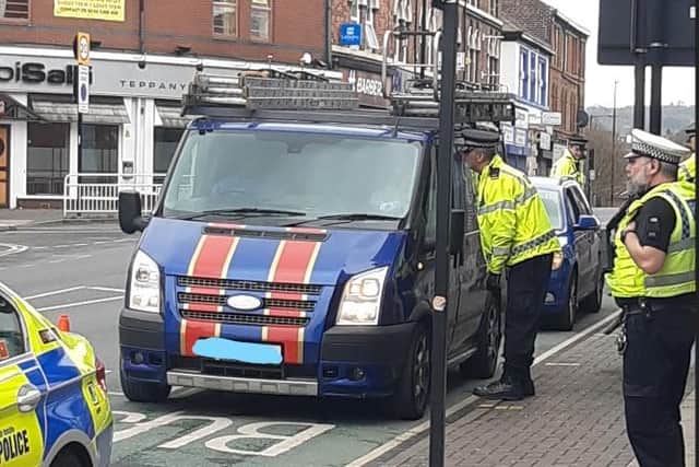 Police on London Road in Sheffield today. Picture posted on the Sheffield South West NHP Twitter account.