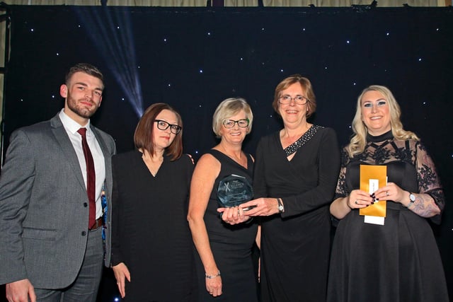 Morley Hayes Leisure Ltd, Customer Service Award winners. Sabina Fox, of Beesley Corporate Recovery, pictured presenting the award to Joseph Fisher, Jane Cryer, Wendy Hudson and Terri Hickinbotham.