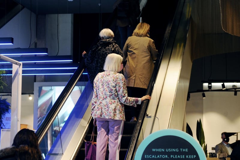 Customers take the escalator from the Leith Street entrance into the main body of the store.