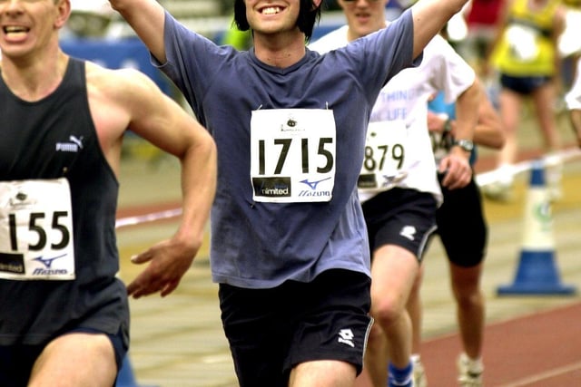 Completing the 2002 Sheffield Half Marathon was Elvis Look a like Chris Sweeney