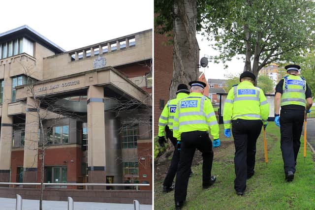 Sheffield Crown Court, pictured, has heard how a motorist has been jailed after he purposefully drove at a man who suffered a leg injury following the incident.