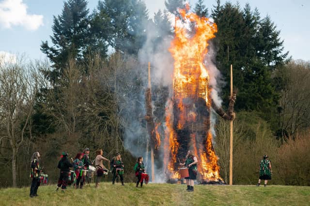 Druids perform the traditional burning of the famous Wickerman. Picture: Jordan Pettitt/Solent News & Photo Agency
