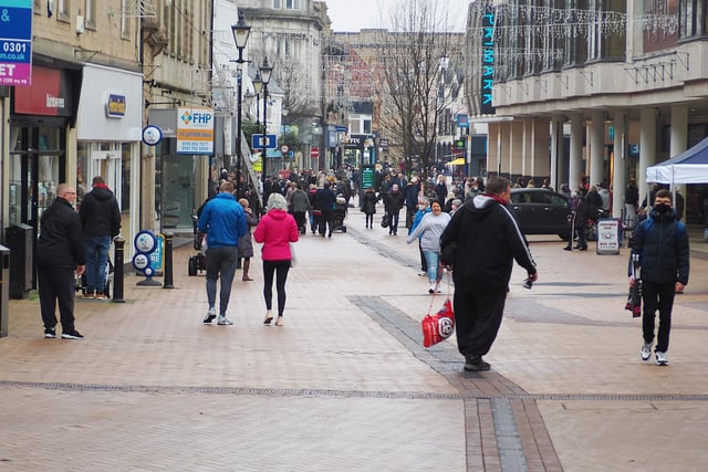 Shoppers stroll the streets in Mansfield town centre.