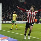 James McAtee of Sheffield United celebrates his goal: Andrew Yates / Sportimage