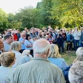 Campaigner Andy Kershaw's picture of a Save the Rose Garden Cafe meeting held in Graves Park, Sheffield following the closure of the building after structural issues were discovered. Sheffield City Council has admitted that it did not act immediately once the problems were found in a building survey
