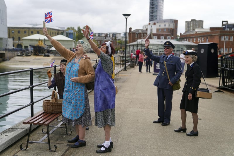 D-Day veterans are welcomed to the Portsmouth Historic Dockyard to commemorate the 77th anniversary of the Normandy Landings. Picture: Steve Parsons/PA Wire