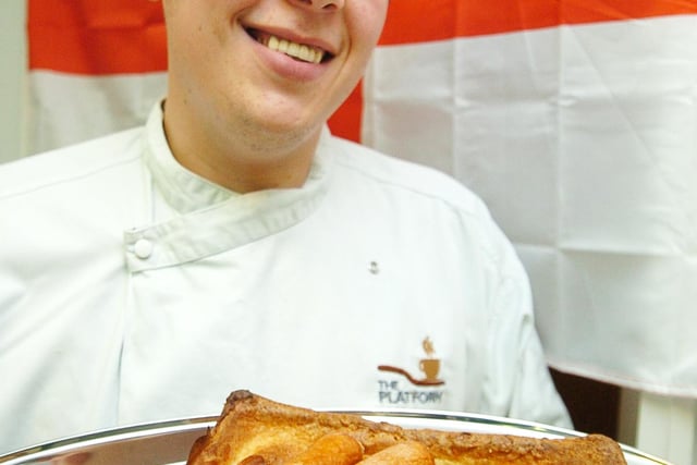 Thurnscoe's SureStart Children's Centre Platform Cafe chef James O'Hara cooked different English dishes each day for a week to celebrate St George's Day and the first anniversary of the cafe opening. He is pictured here with a plate of toad in the hole