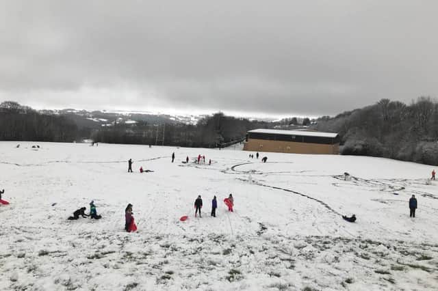 People have already been out sledging on Tapton Field this morning.