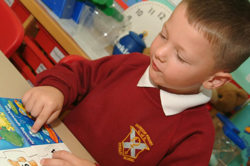 Thomas Sutton is busy at work at Priory C of E Primary School.