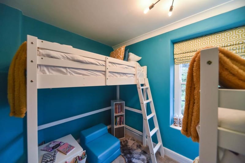With a set of bunks and a high sleeper in the L- shaped room, making it perfect for any child's sleepover.
