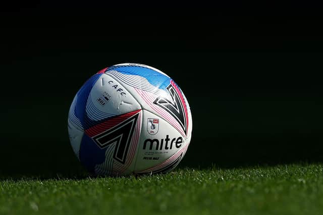 : A detailed view of the Mitre Delta Max EFL match ball