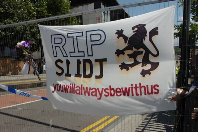 This RIP banner was left with other tributes near Gatecrasher on Matilda Street when the venue burnt down