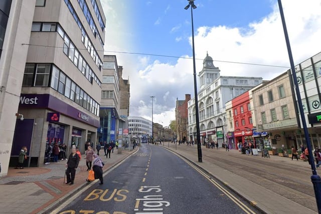 The highest number of reports of antisocial behaviour in Sheffield in January 2023 were made in connection with incidents that took place on or near High Street, Sheffield city centre, with 9