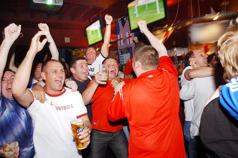 Fans in the Vision bar in Green Terrace were watching England beat opponents Croatia - but in which year?