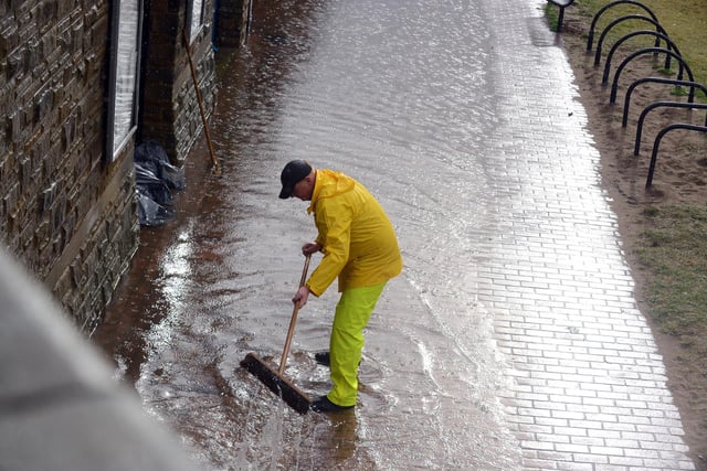 Clearing the flooding at South Shields Amphitheatre