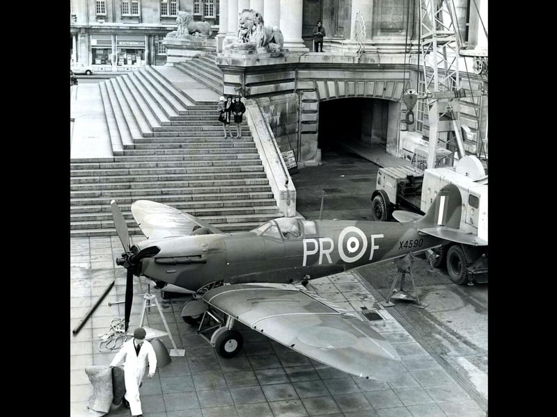 A Spitfire is on display outside Portsmouth Guildhall on January 12, 1970. The News PP4163