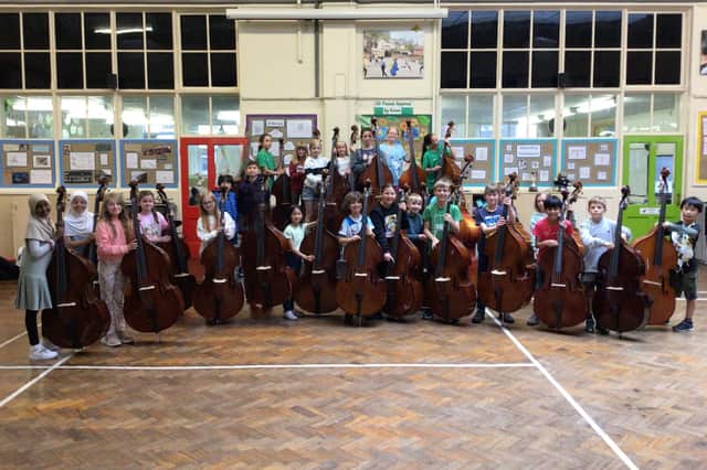 Up to 30 pupils a time in Year 4 at Westways Primary School in Crookes are learning to play the supersize instruments