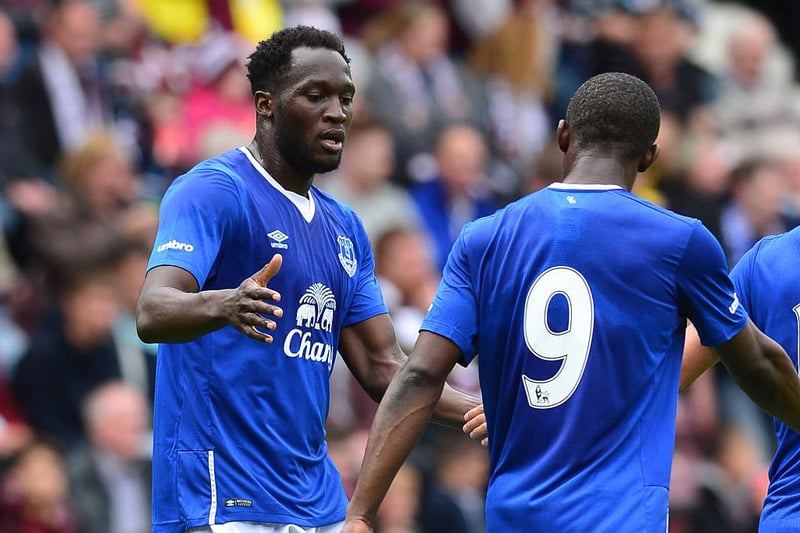 Romelu Lukakau celebrates with team mate Arouna Kone after netting from the penalty spot for the second time.