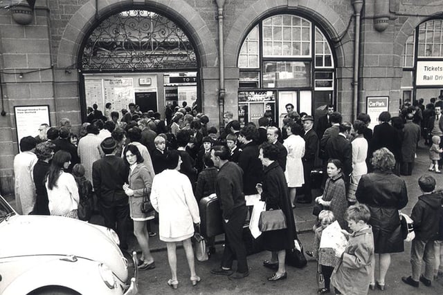 Holidaymakers at Sheffield Midland Station - May 29, 1971
