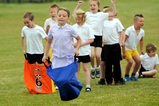 Look at the fun they were having in 2014 when these students were practising the sack race for sports day.
