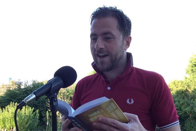 Matt Weigold at work as the narrator for M Jonathan's Lee's new audiobook - '337'