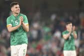 Sheffield United's Republic of Ireland defender John Egan claps the fans after their 2-2 draw with Belgium (AP Photo/Peter Morrison)