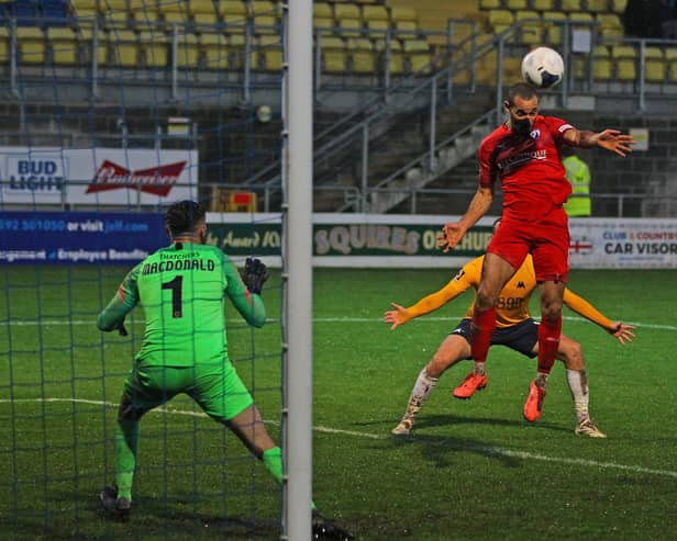 Curtis Weston scored six goals this season, including this header against Torquay United.