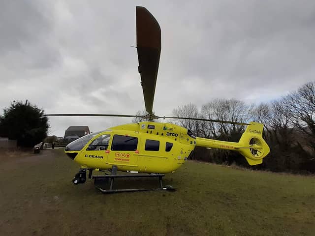 The chopper landed at the top of Bingham Park near Greystones Road