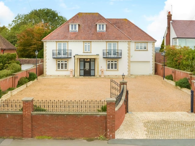 This huge five-bedroom Portsdown Hill home in Portsmouth is up for raffle. Pictured is the property's driveway and entrance.