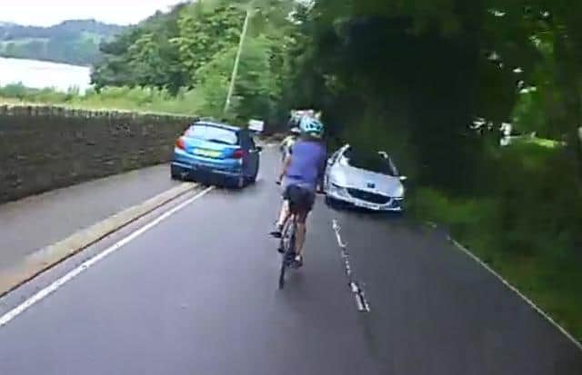 This is the moment a motorist drove dangerously close to a group of cyclists in Sheffield, landing himself fines totalling £417 and five penalty points