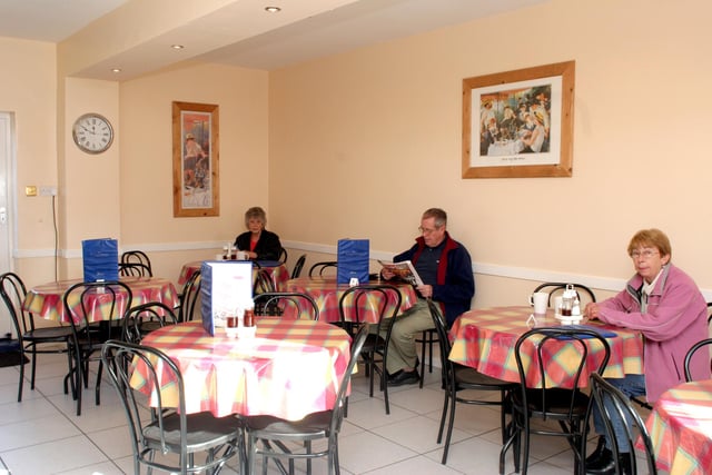 Diners at the Courtyard Kitchen Cafe, Cavendish Walk, Bolsover in 2006