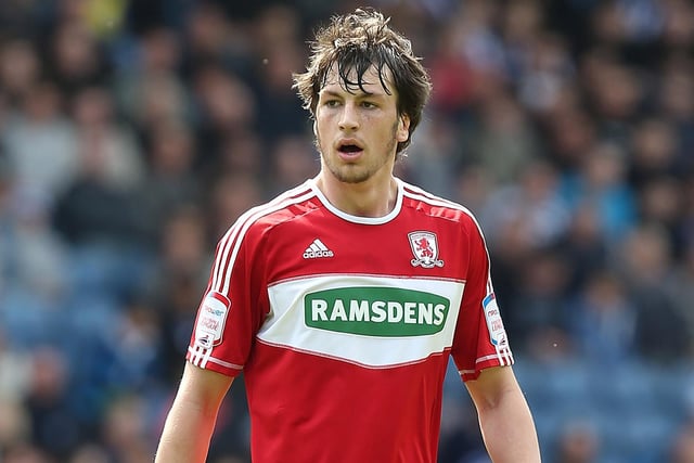 Where are the long locks?! The centre-back in action on his Football League debut for Middlesbrough in 2013.