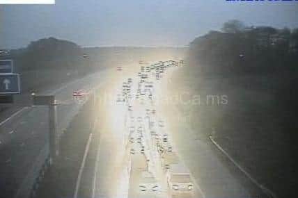 Motorists on the A1 motorway are facing long delays following a serious collision. Pic: Highways England