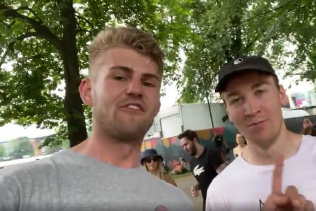 Two men found Luke's phone at Tramlines and left a video message for when he retrieved it.