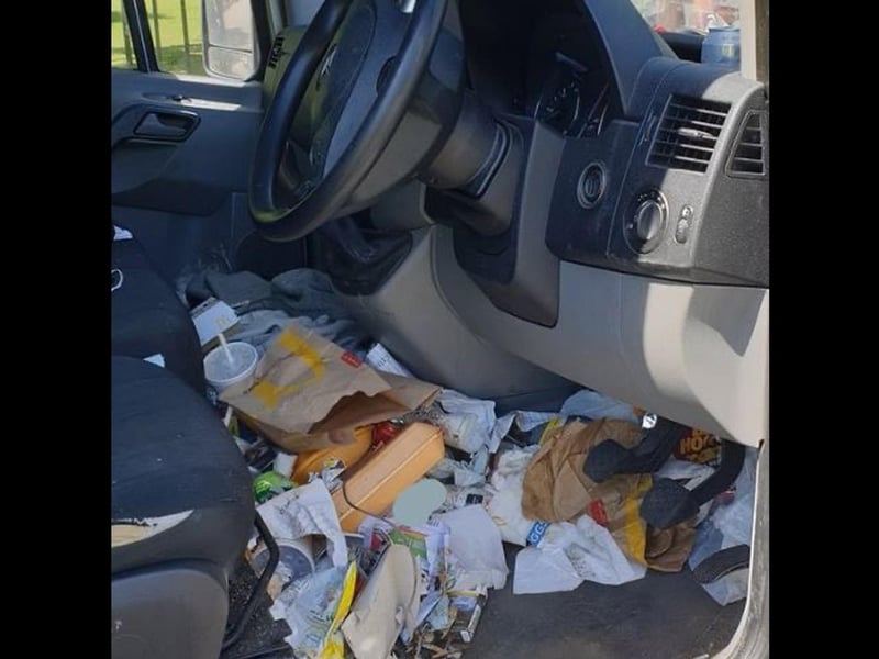 With so much filth piling up around the pedals, Steven's van has veered from just disgusting to downright dangerous