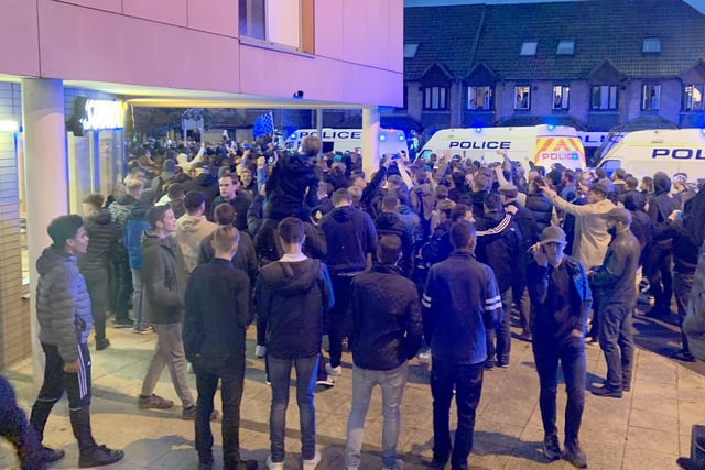 Police ran their 'biggest ever football operation' in Hampshire on September 24 as Pompey played Southampton at Fratton Park for the third round of the Carabao Cup.

Pictured is: Police after the match where the Blues lost 4-0.

Picture: Ben Fishwick (240919-9817)