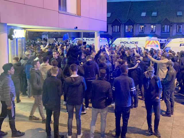 Police ran their 'biggest ever football operation' in Hampshire on September 24 as Pompey played Southampton at Fratton Park for the third round of the Carabao Cup.Pictured is: Police after the match where the Blues lost 4-0.Picture: Ben Fishwick (240919-9817)