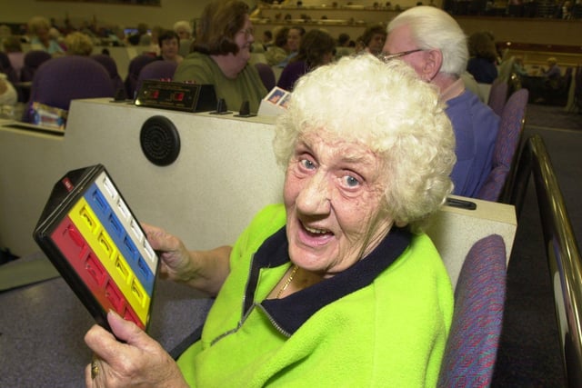 Pictured at the Gala Bingo club, on Cricket Inn Road, Sheffield, in 2001 is Monica Barton.