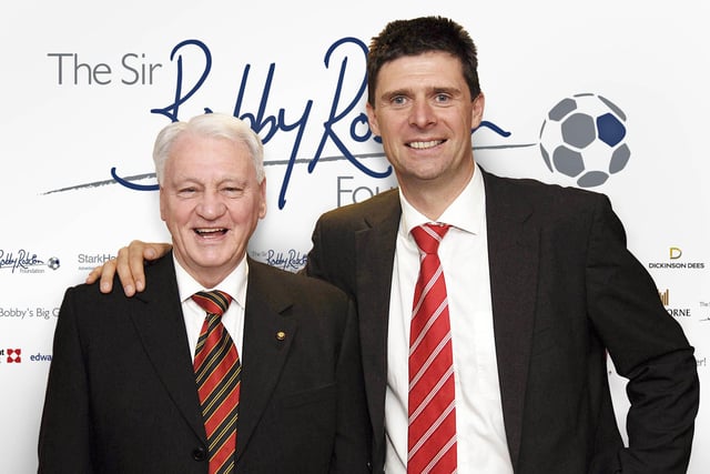 The late, great ex-England, Barcelona and Newcastle United manager Sir Bobby Robson alongside Black Cats favourite Niall Quinn.