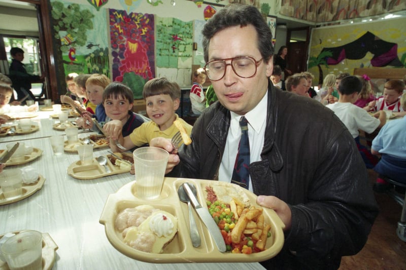 Parents were pictured trying out school dinners at East Herrington Primary School in July 1993. Were you among them?