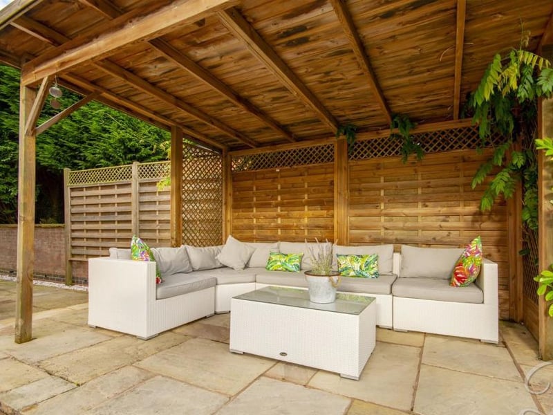 One of the outdoor delights at the Manor House is this decked, and covered, seating area. It could be used for other things too as you entertain friends and family.