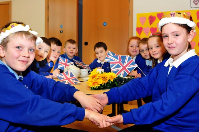 Southwick Primary School pupils Billy-Joe Lumsden and Jade Anderson play Wills and Kate as the school begins its preparations for the Royal wedding. Remember this from nine years ago?