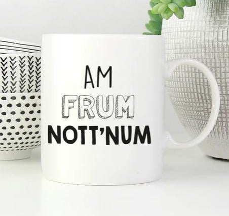 You can order a personalised 10oz phrase printed ceramic mug that is dishwasher safe.