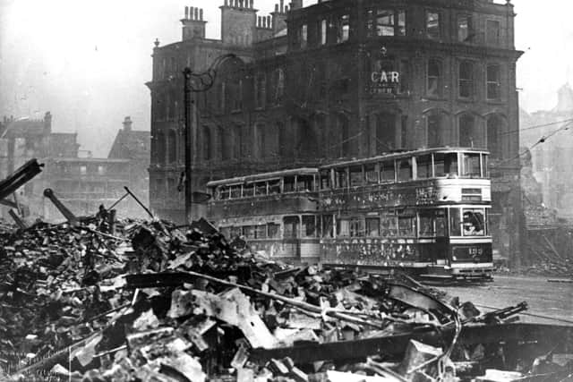 The scene on Angel Street following the Sheffield Blitz