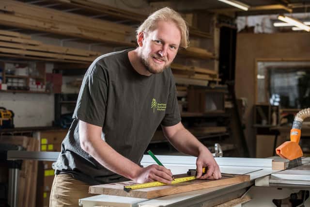 Hands on… Sheffield Sustainable Kitchens founder and CEO Rob Cole in the company workshop in Sheffield