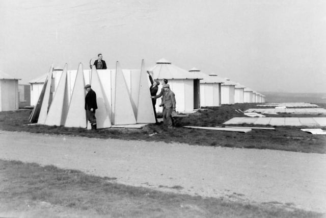 The summer huts go up in Crimdon Dene, or as they were sometimes known, the beehives. Photo: Hartlepool Museum Service.