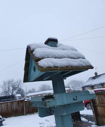 Bird table in snowy Blidworth